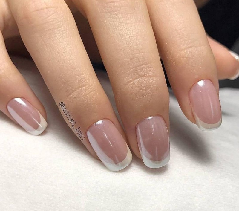 Нюдовый маникюр 2020 миндаль с втиркой