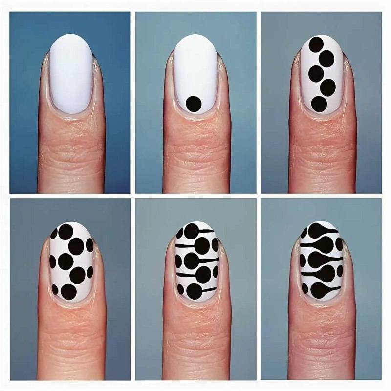 Легкие цветочки на ногтях