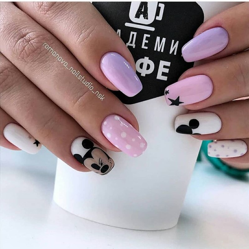 Маникюр с Микки Маусом пошагово