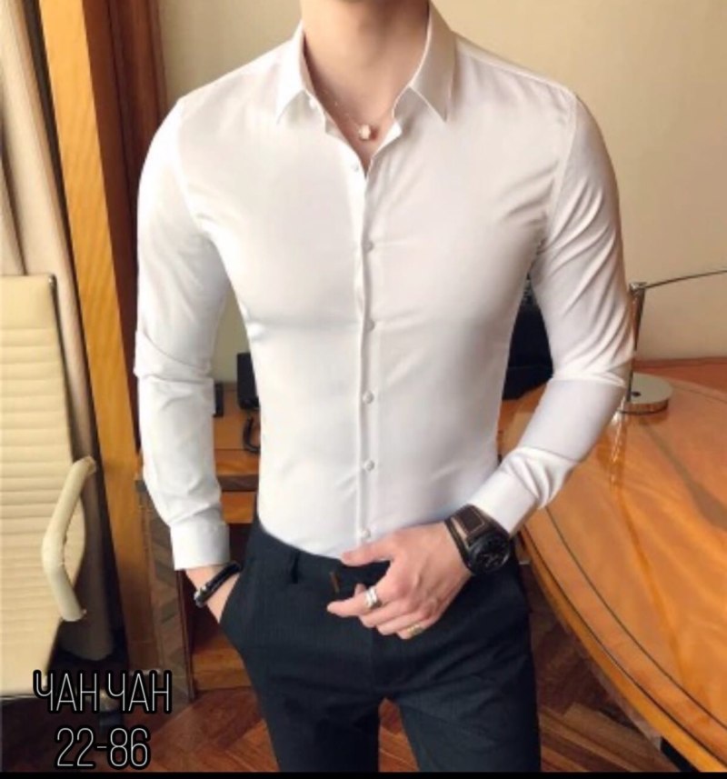Обтягивающие рубашки белые мужские