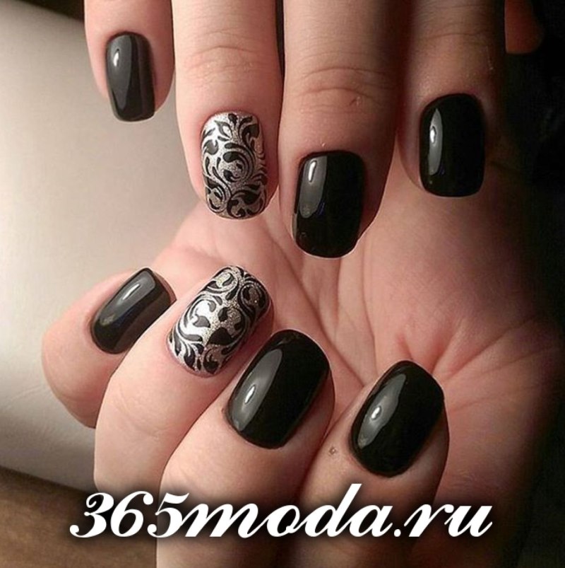 Ногти короткие квадратные темные