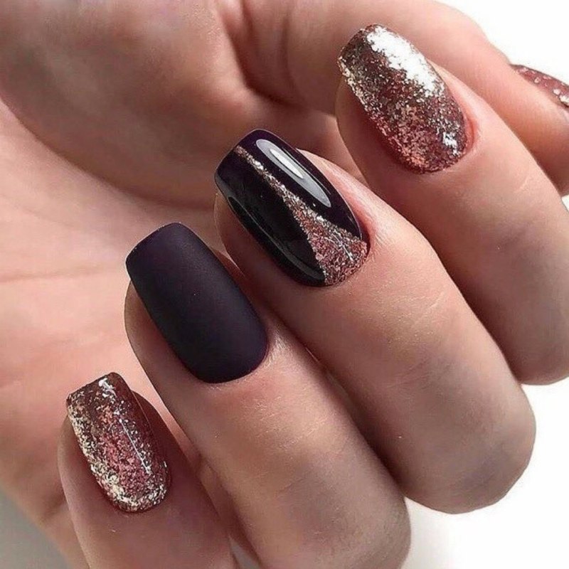 Черно бордовые ногти