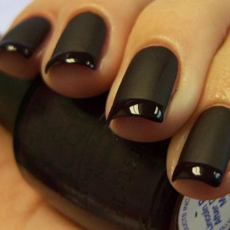 Коричневый с черным квадратные ногти