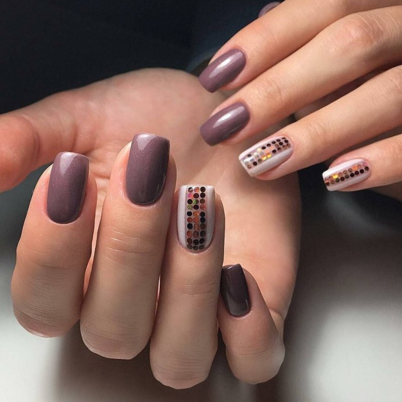 Черные ногти с леопардовым принтом