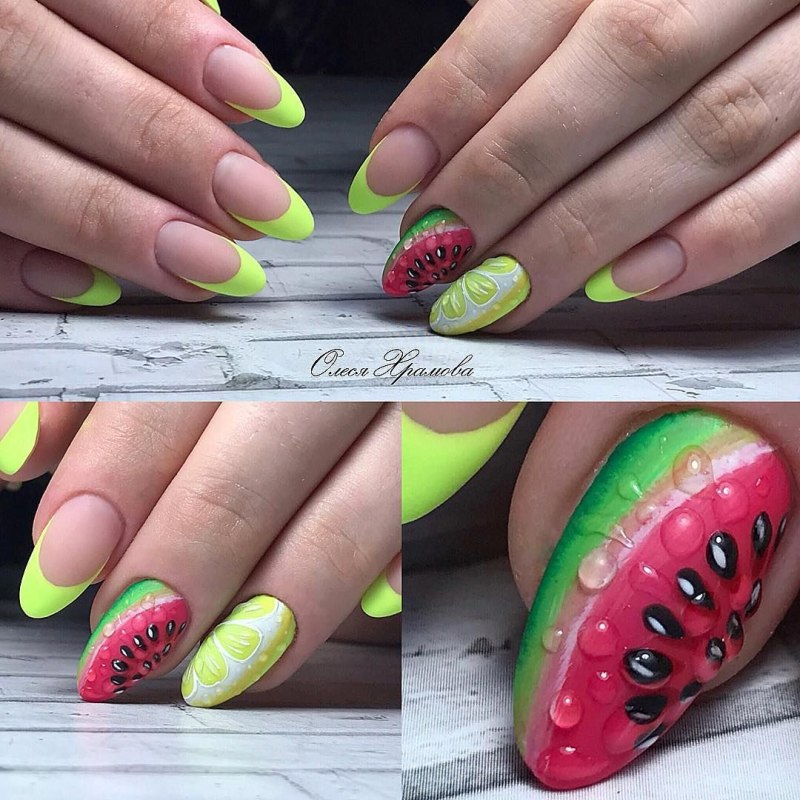 Маникюр с арбузом