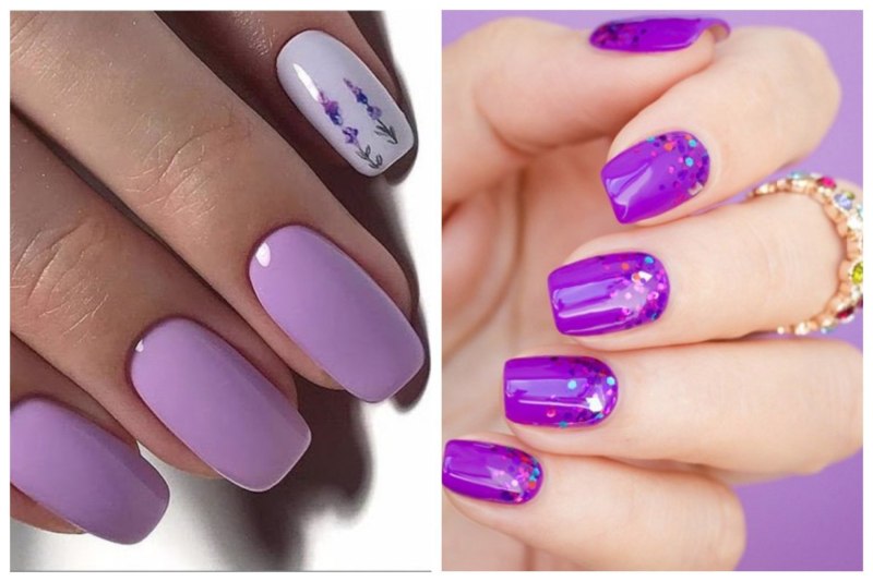 Маникюр в сиренево фиолетовых тонах
