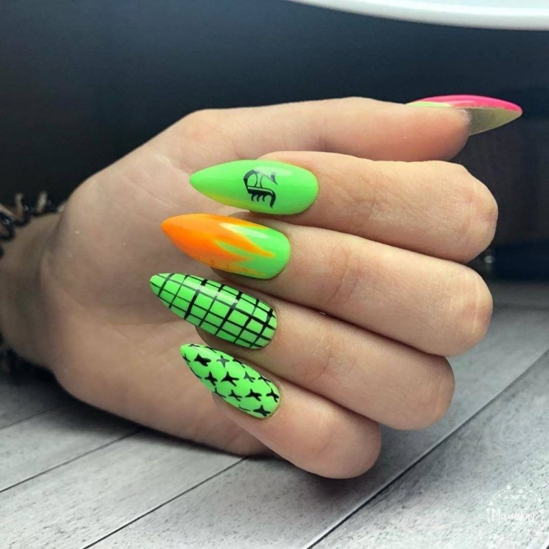 Крутые яркие ногти