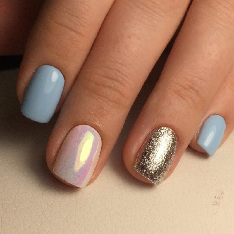 Маникюр на короткие ногти с втиркой 2019