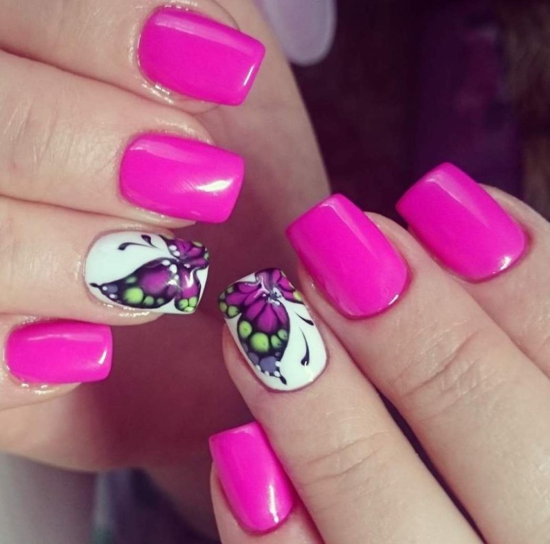 Гелевые ногти разноцветные