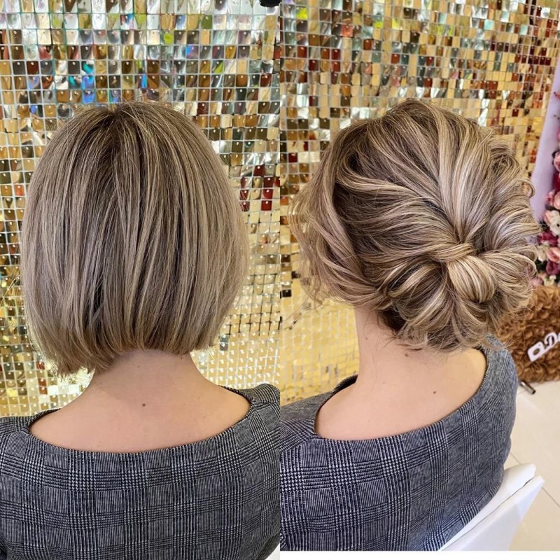 Собранные прически на каре