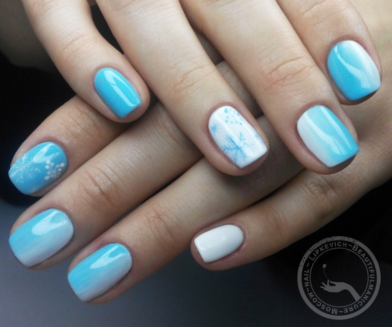 Маникюр на короткие ногти с втиркой