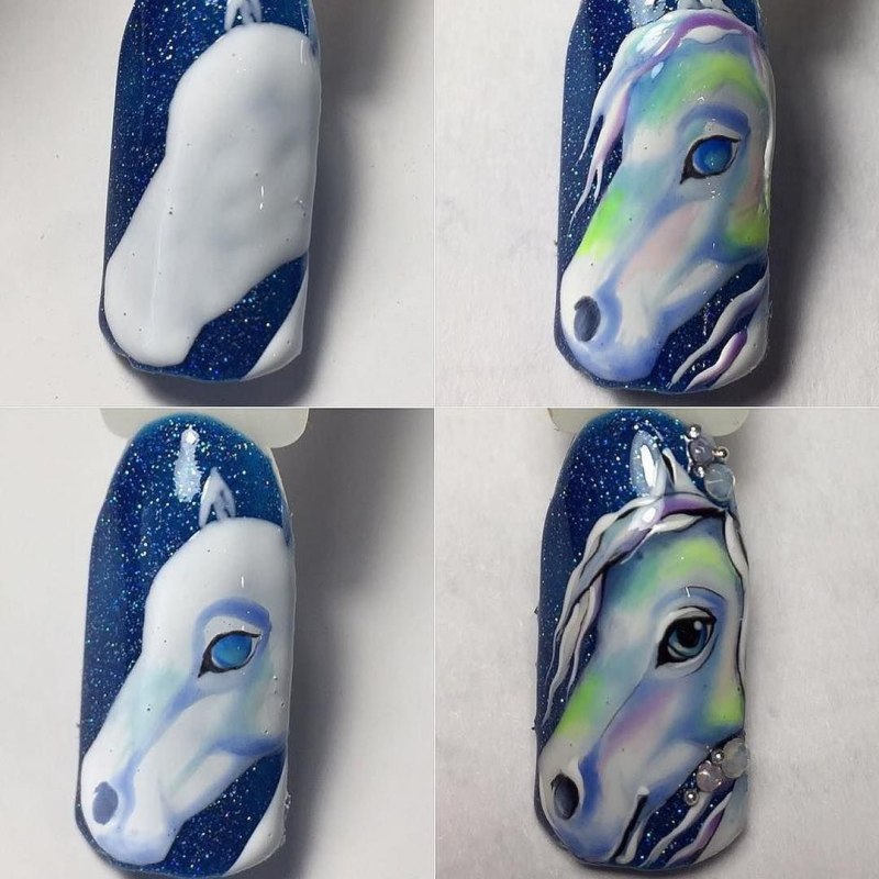 Животные на ногтях пошагово