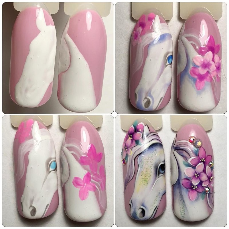 Маникюр с лошадками рисунок