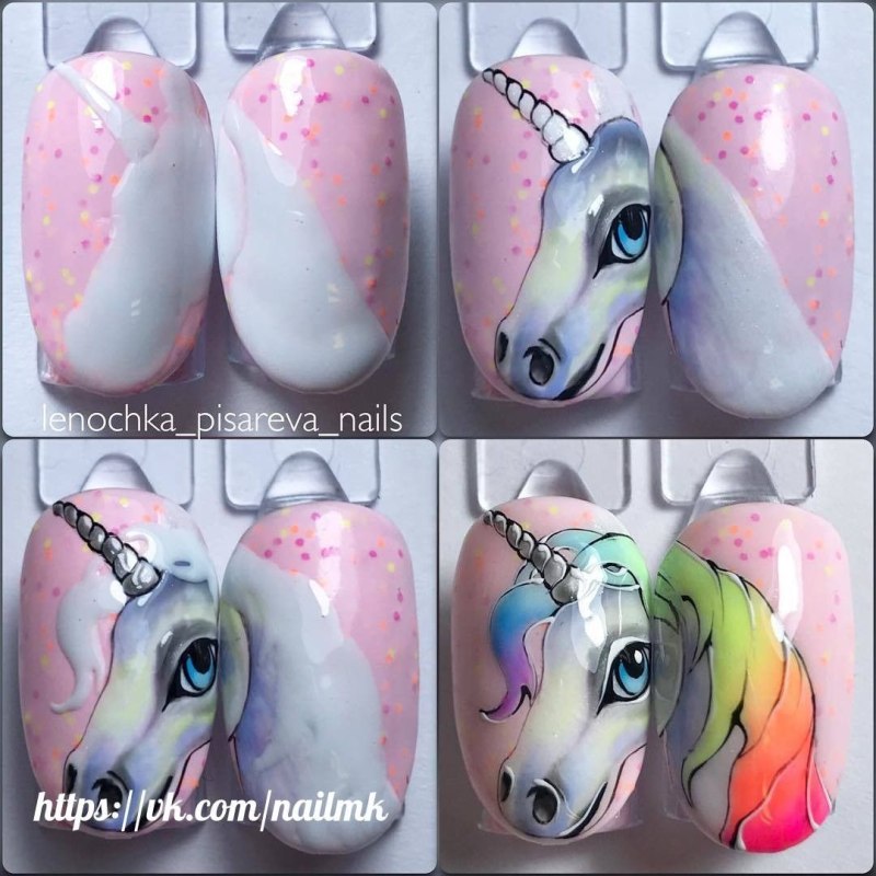Дизайн ногтей Единорог пошагово