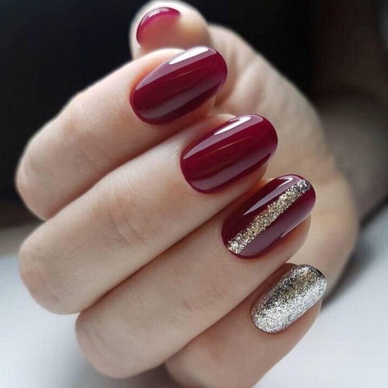 Маникюр 2021 миндаль бордо