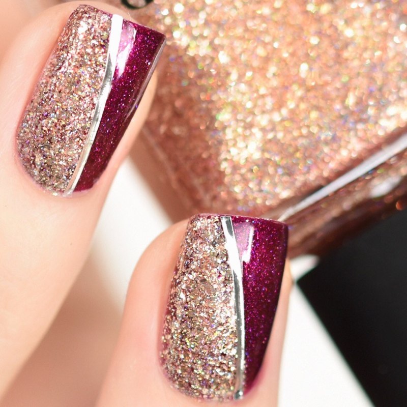 Маникюр миндаль красный с втиркой