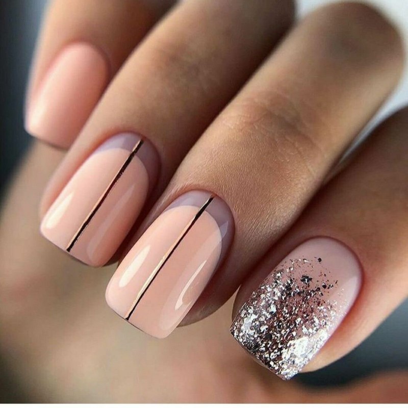Маникюр на короткие ногти 2022 нюдовые