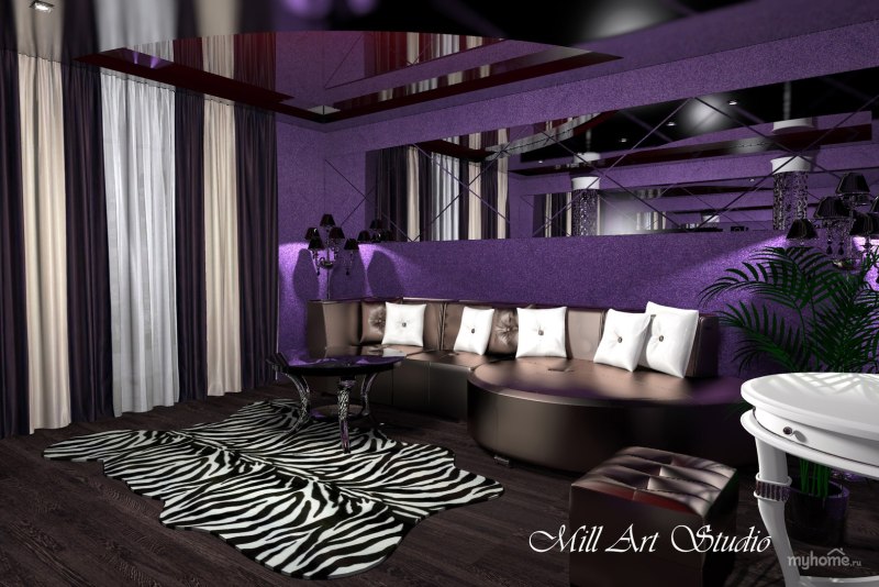 Черный и фиолетовый в интерьере