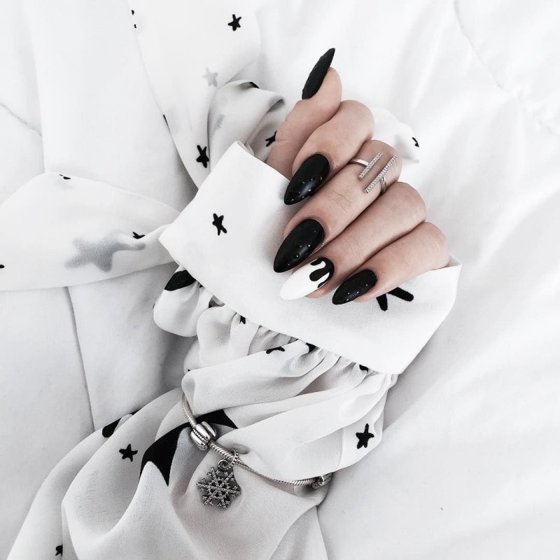 Ногти черно белые