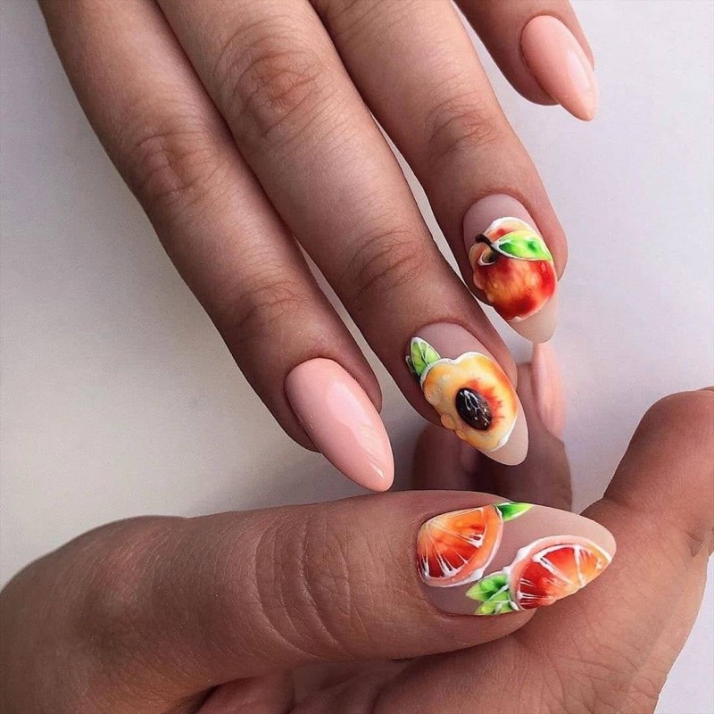 Летние ногти с фруктами
