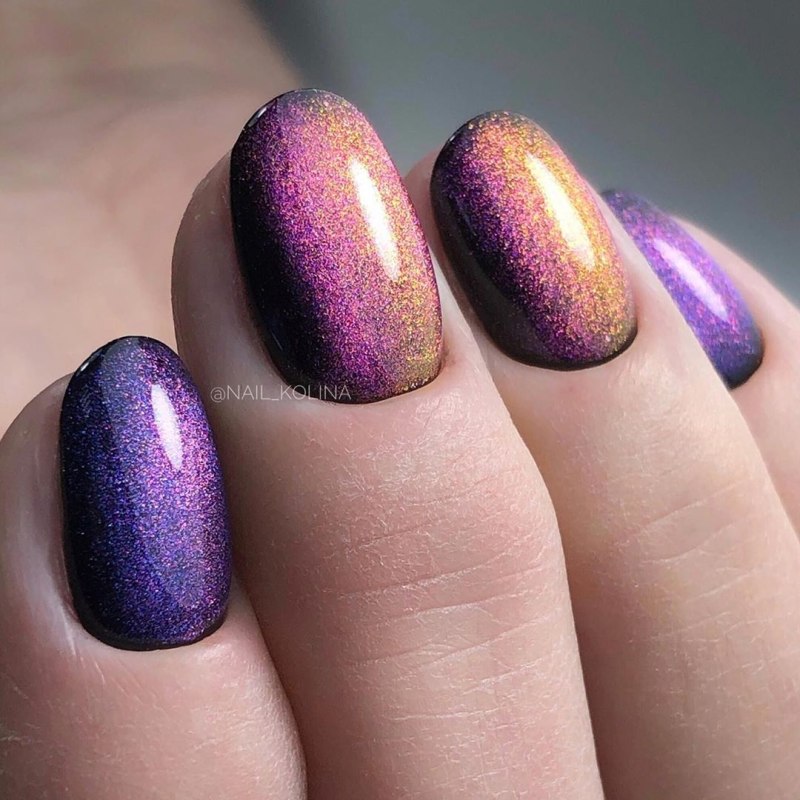 Маникюр кошачий глаз розовый