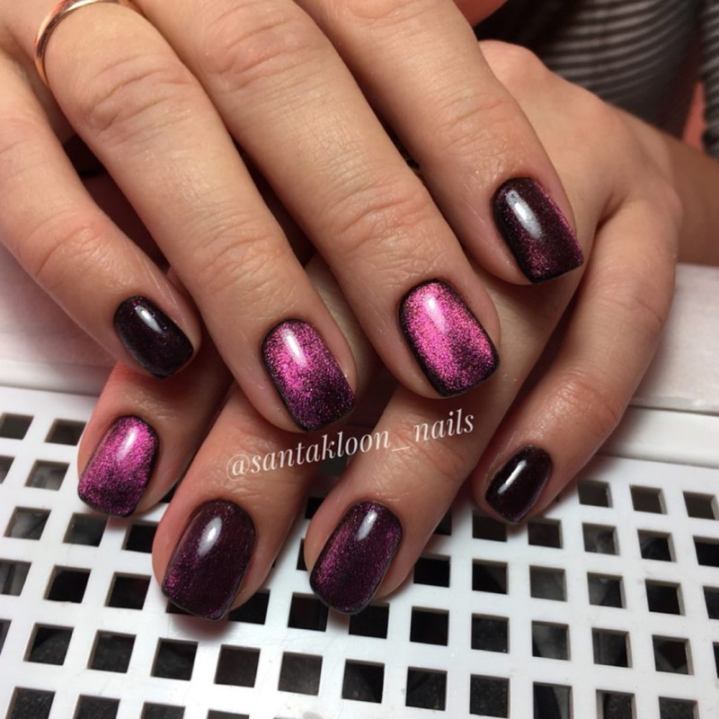 Маникюр кошачий глаз бежевый