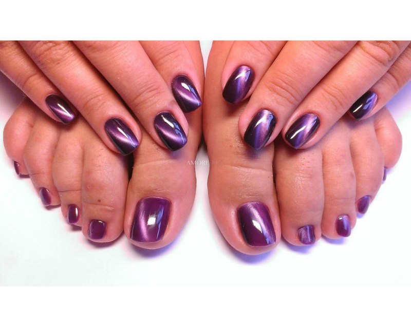 Кошачий глаз маникюр блики