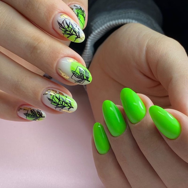 Салатовые ногти