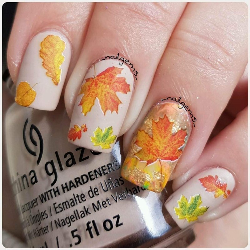 Осенние узоры на ногтях