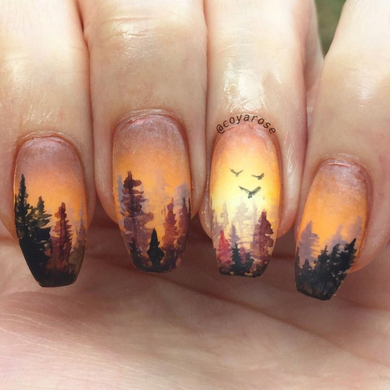 Осенняя тематика на короткие ногти