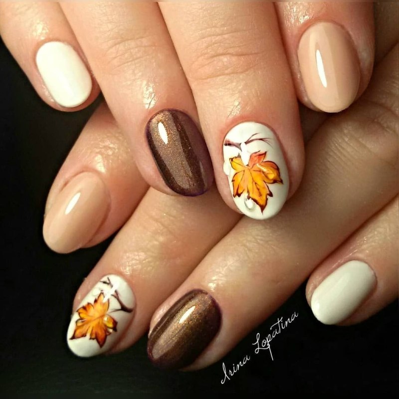 Маникюр осень стемпинг