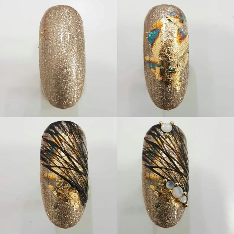 Маникюр нюдовый кварц