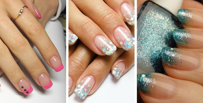 Маникюр с блестящими кончиками