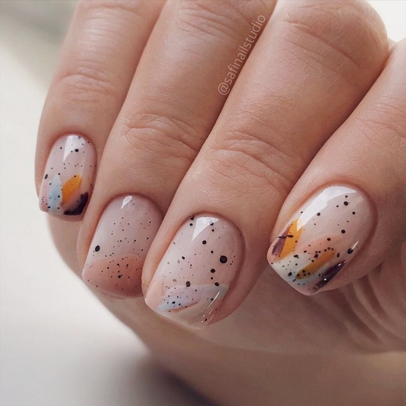 Маникюр перепелиное яйцо на короткие ногти