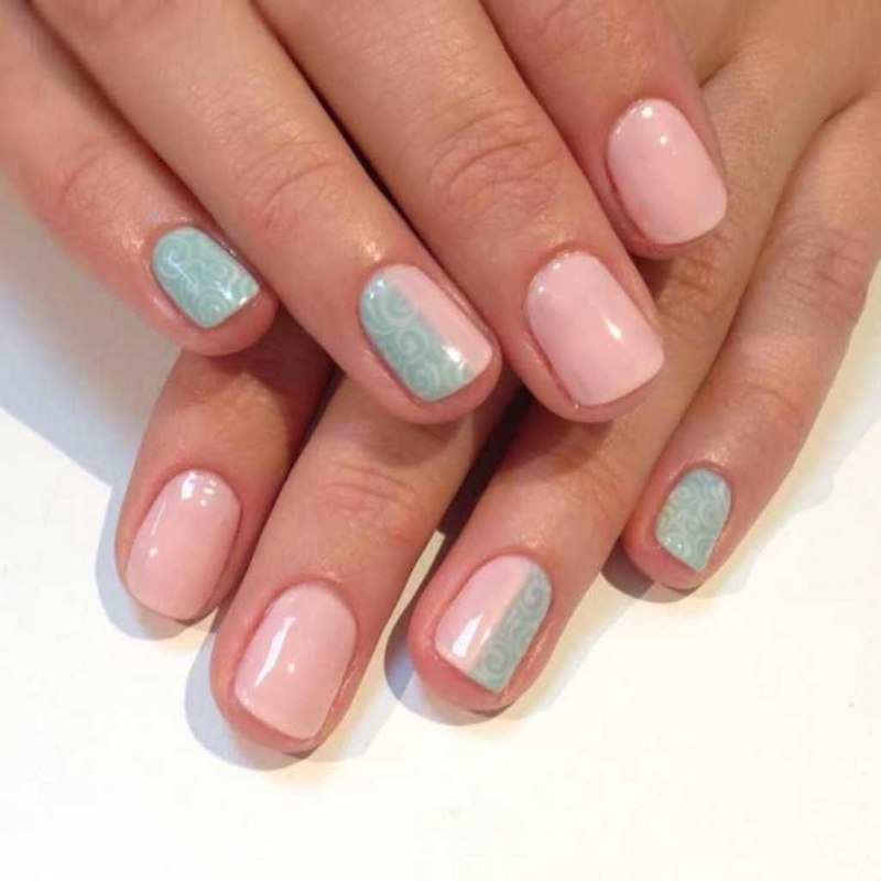 Маникюр шеллак на короткие ногти пастельных оттенков