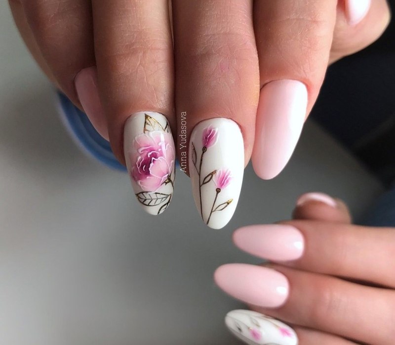 Маникюр на короткие оваль ногти