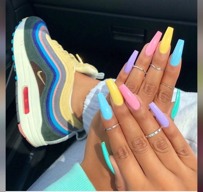 Маникюр на лето на длинные ногти