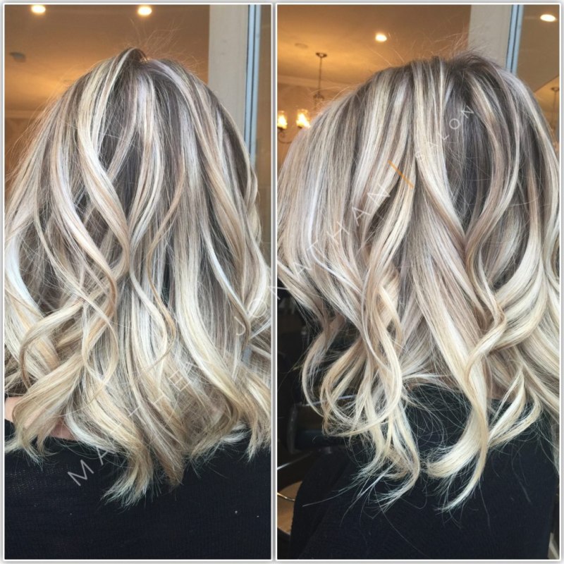 Окрашивание с седыми прядями