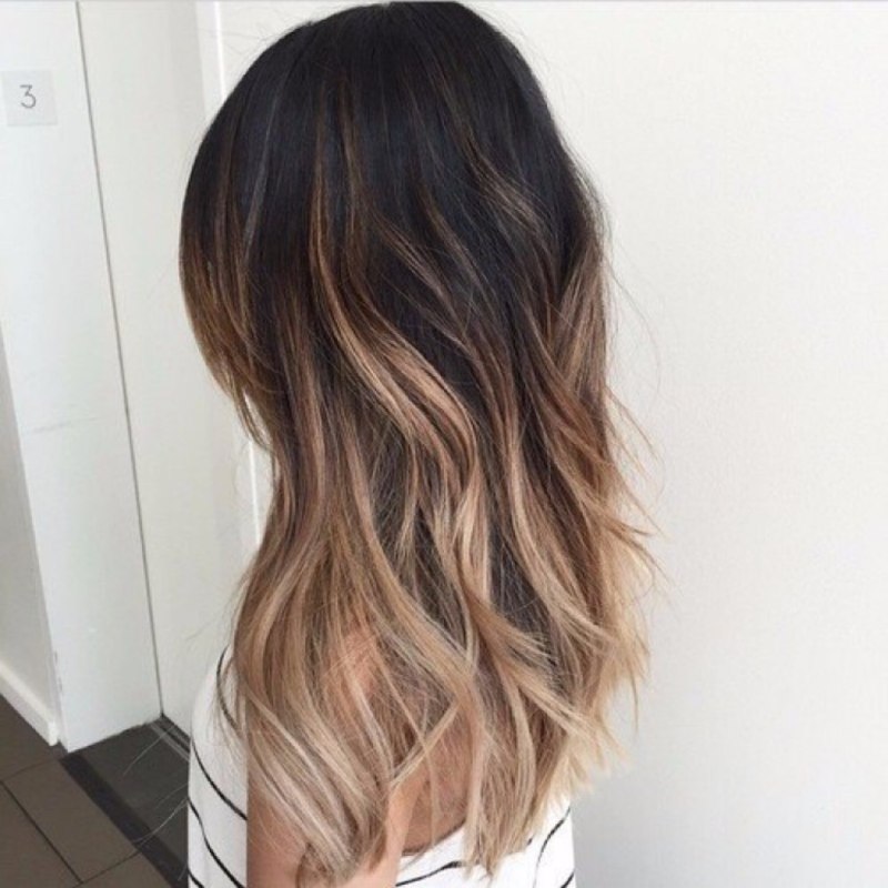 Омбре растяжка на темные волосы