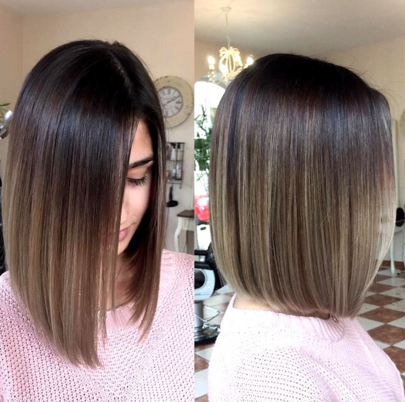 Удлиненное каре шатуш на темные