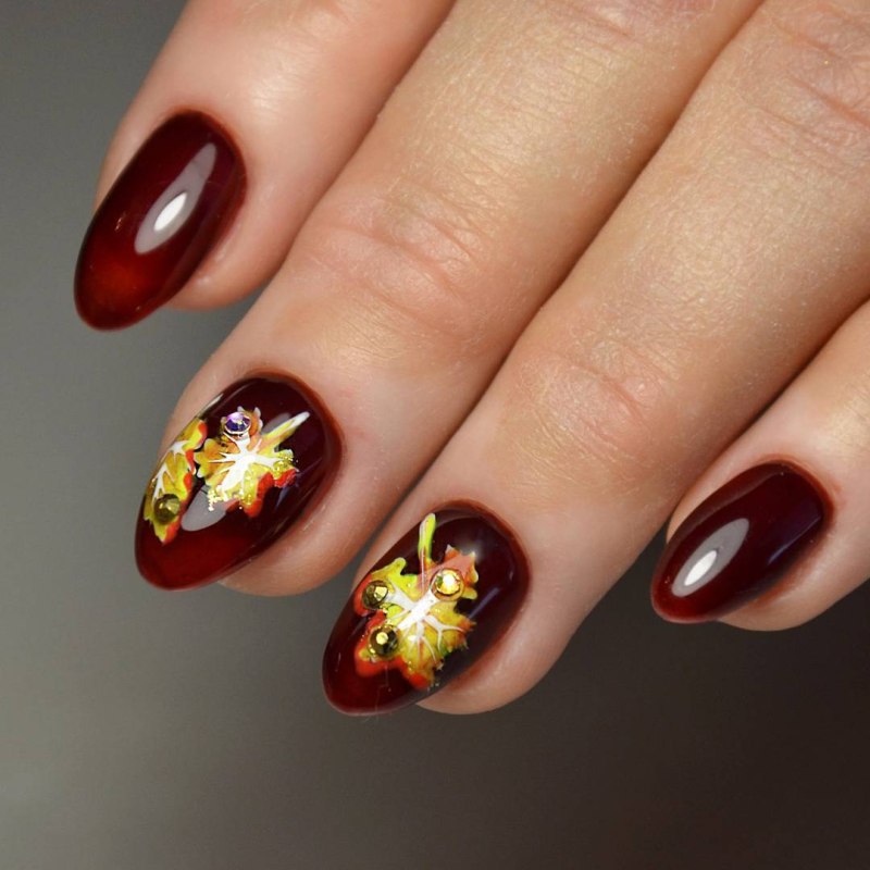 Осенние ногти кошачий глаз