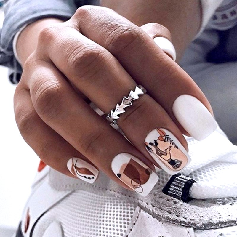 Молодёжный маникюр на длинные ногти