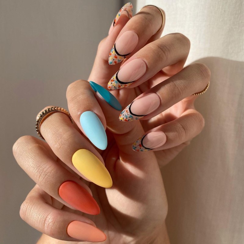 Летний маникюр на длинные ногти