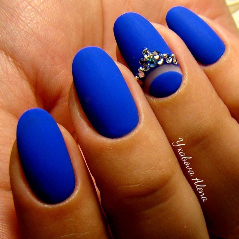 Синий френч миндаль 2022