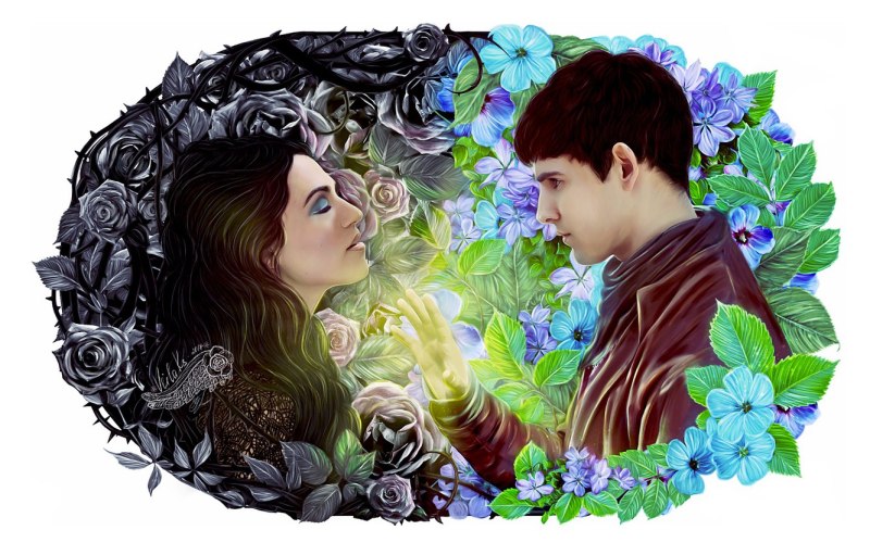 Мужчина в цветах рисунок