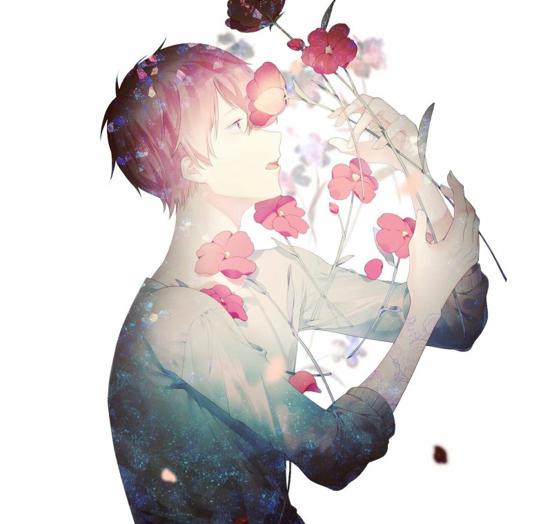 Парень в цветах арт