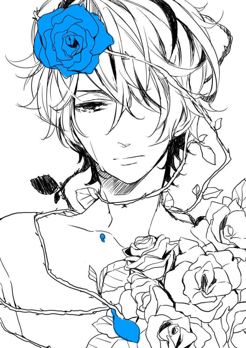 Аниме цветы чб