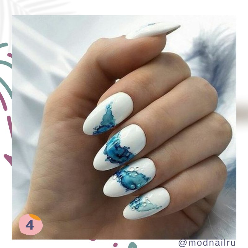 Маникюр мрамор волна