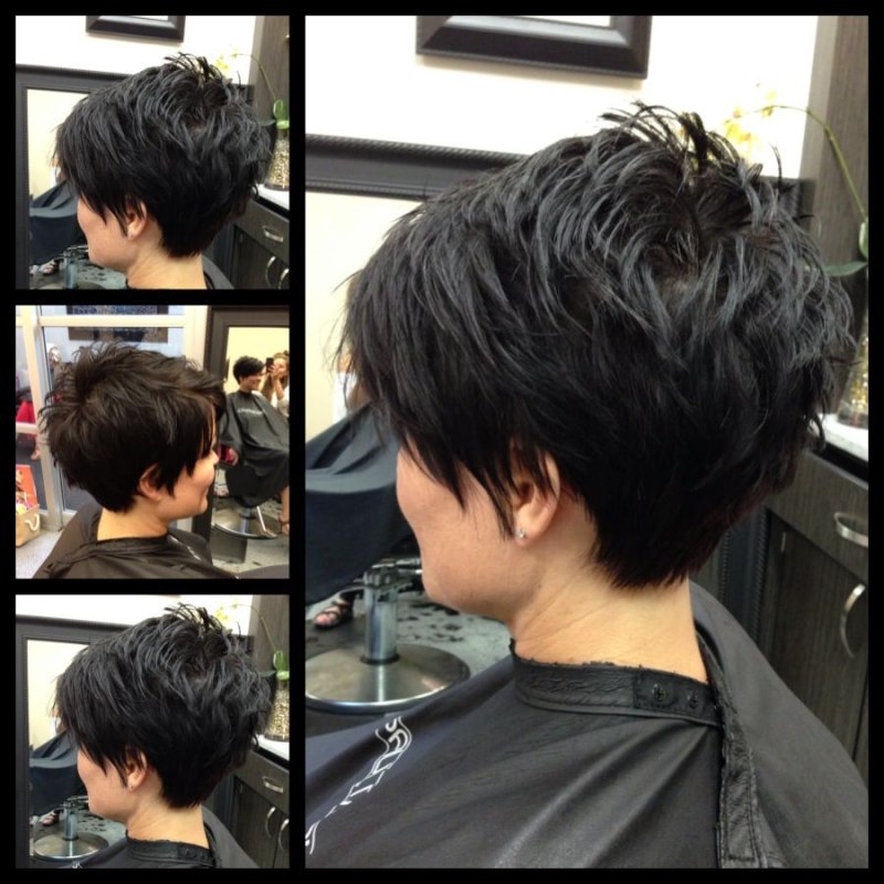 Стрижка Пикси Боб на короткие тёмные волосы