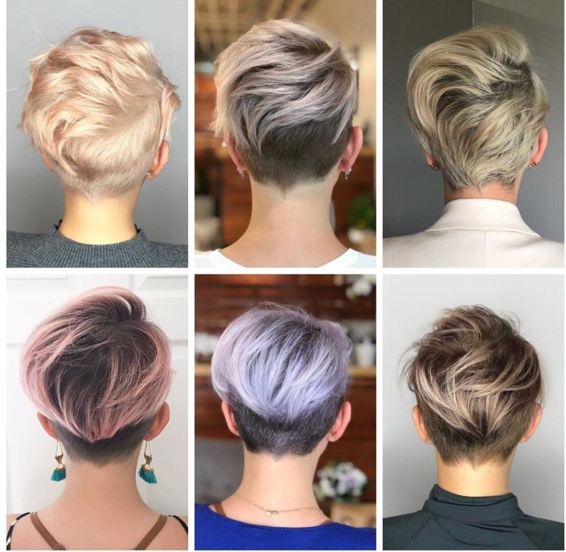 Прическа Пикси с выбритым затылком